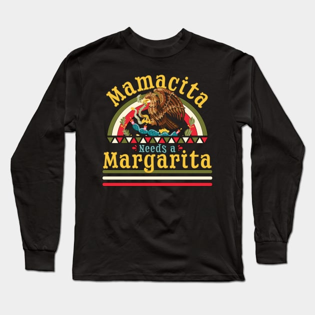 Mamacita Needs A Margarita Funny Cinco De Mayo Long Sleeve T-Shirt by OrangeMonkeyArt